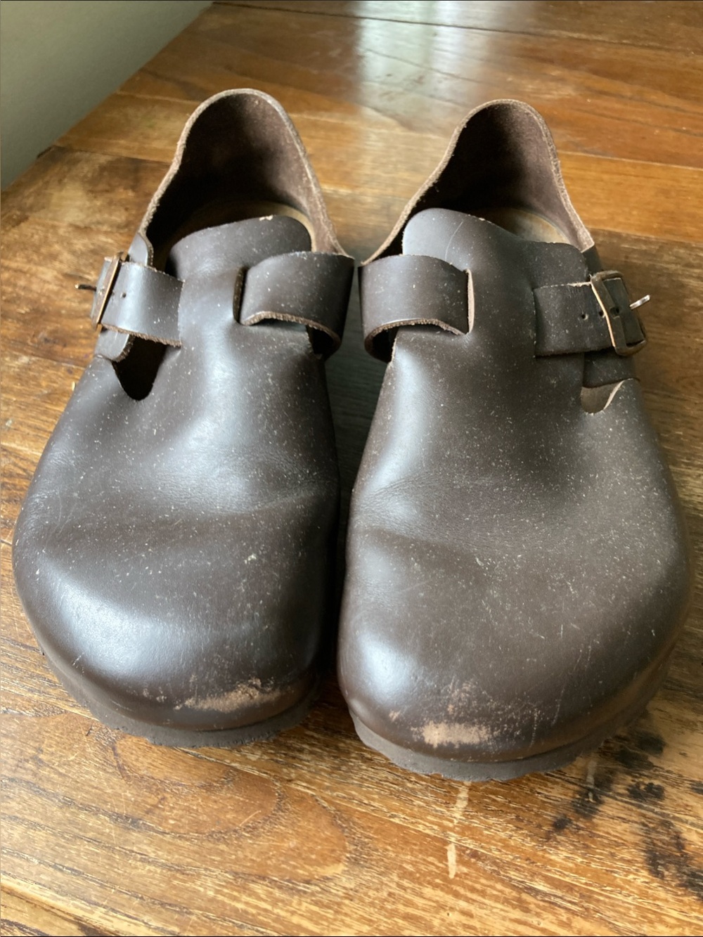 Birkenstock Men's London Dark Brown Leather Slip-On Clog with Buckle